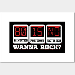 80 Minutes 15 Positions No Protection Wanna Ruck? Rugby Posters and Art